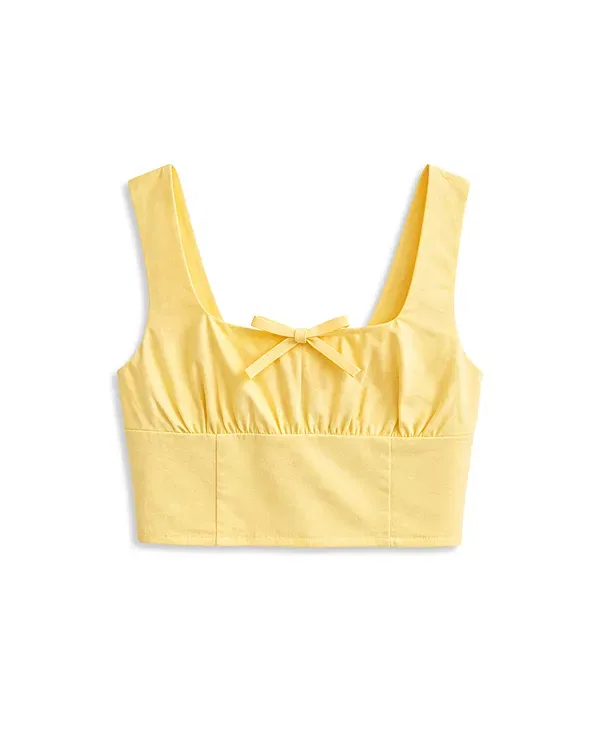 Детский топ для девочек с квадратным вырезом Hallie Solid Top KatieJ NYC, Crème Brulee