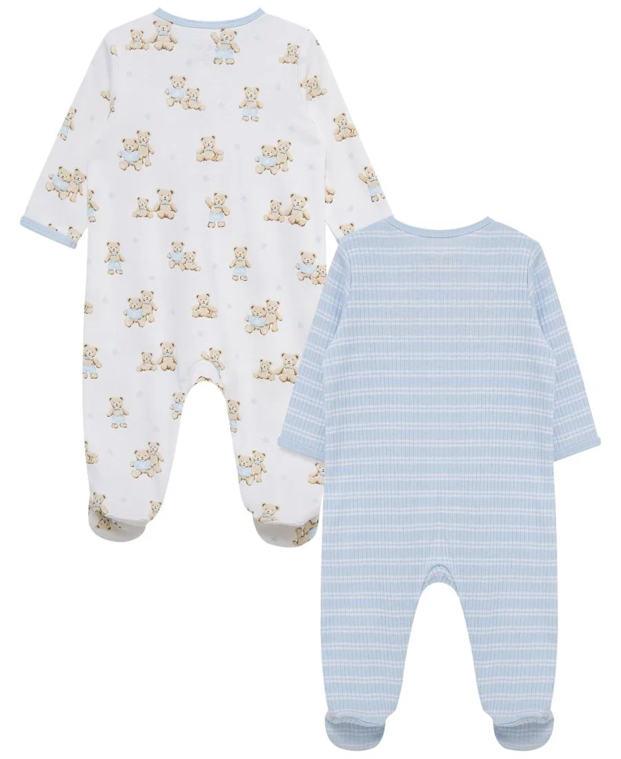 Комплект боди с длинным рукавом, с мишками Little Me, White/Blue — фото 2