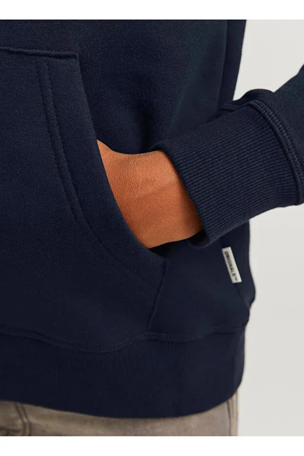 Детское худи для мальчиков с принтом Jack & Jones, Dark Navy Blue — фото 4