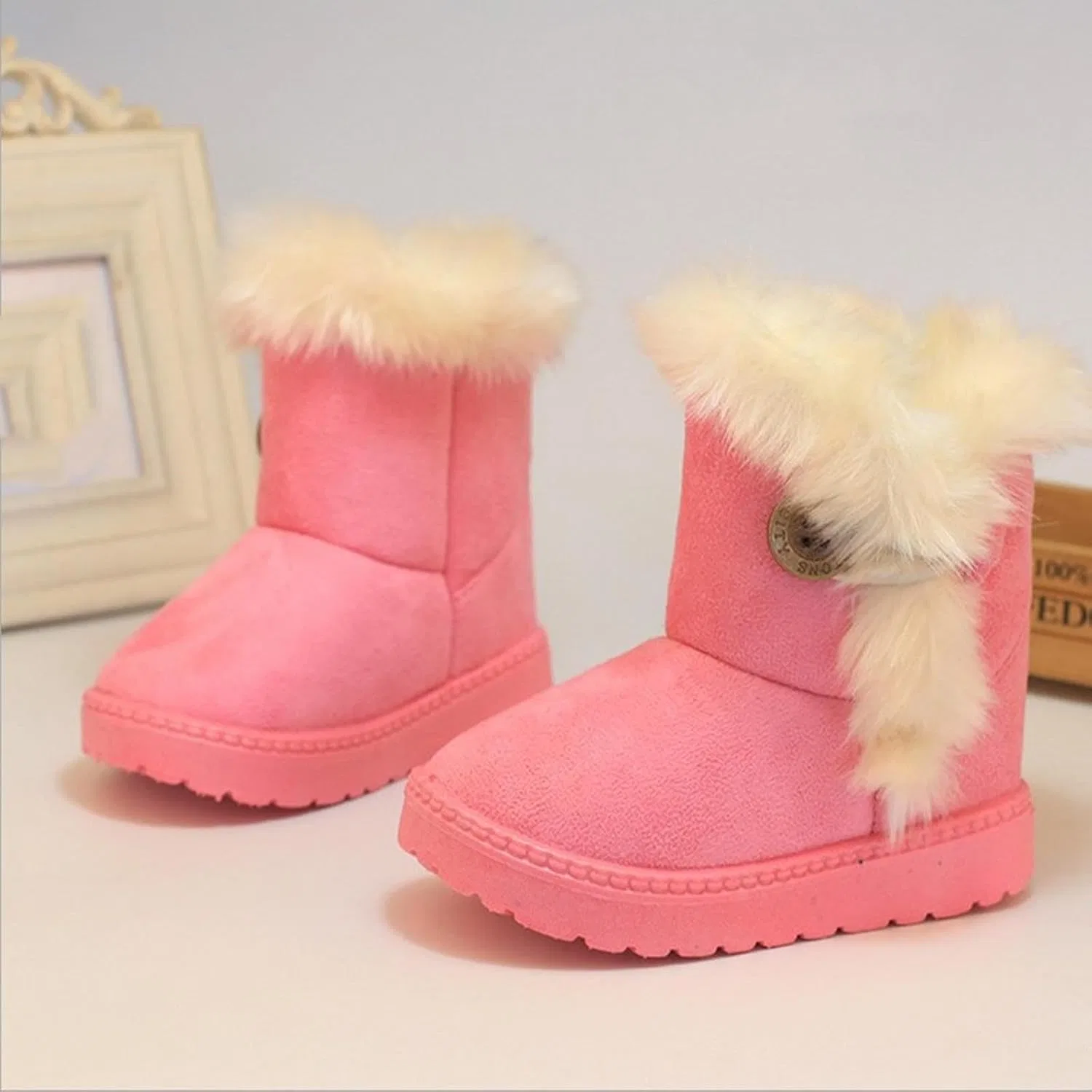 Детские зимние сапоги для девочек с мехом Winter Snow Boots Zzalalana, Pink — фото 3
