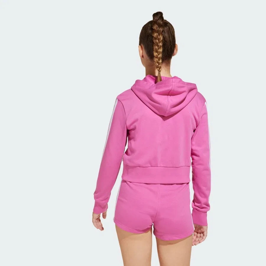 Детский худи с капюшоном и полной застежкой-молнией Sportswear Essentials adidas, Розово-белый — фото 2