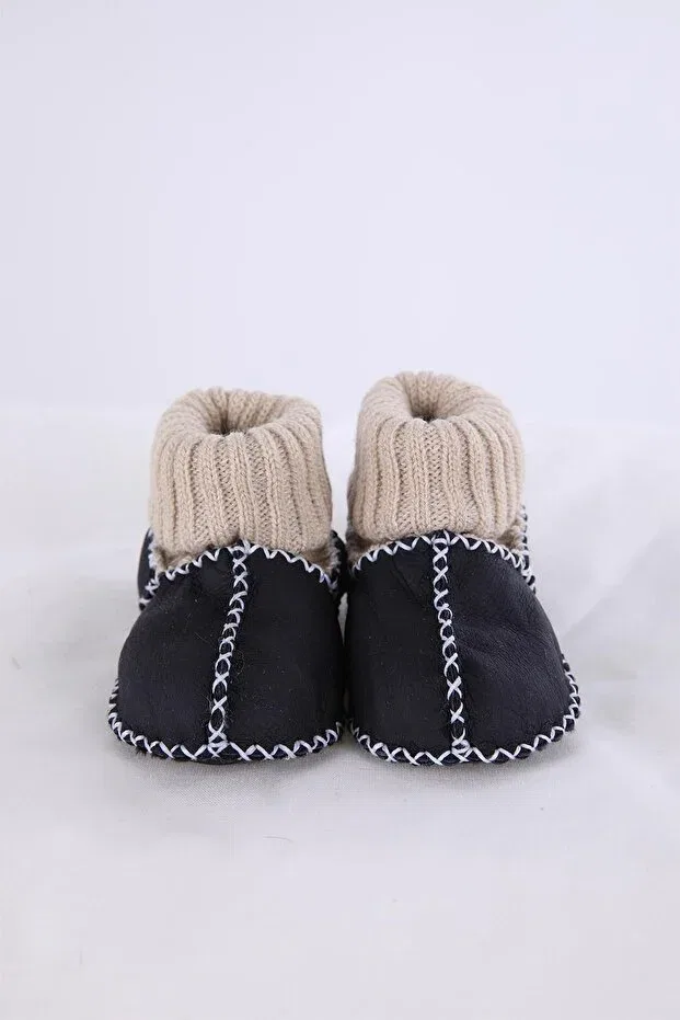 Детские тапочки для девочек кожаные Babyhola, Black — фото 2