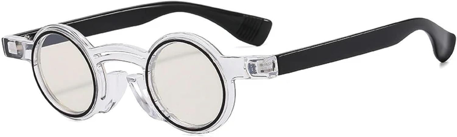 

Солнцезащитные очки с защитой от УФ-излучения UV400 | Маленькие круглые панк-очки для женщин и мужчин, двухцветные, для занятий спортом на открытом воздухе и вождения DSVIGF, Transparent