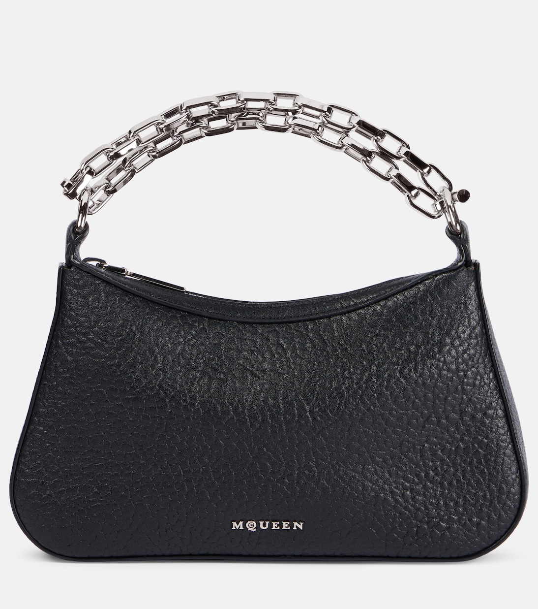 

Кожаная сумка через плечо с Т-образной перекладиной McQueen, Black Silver
