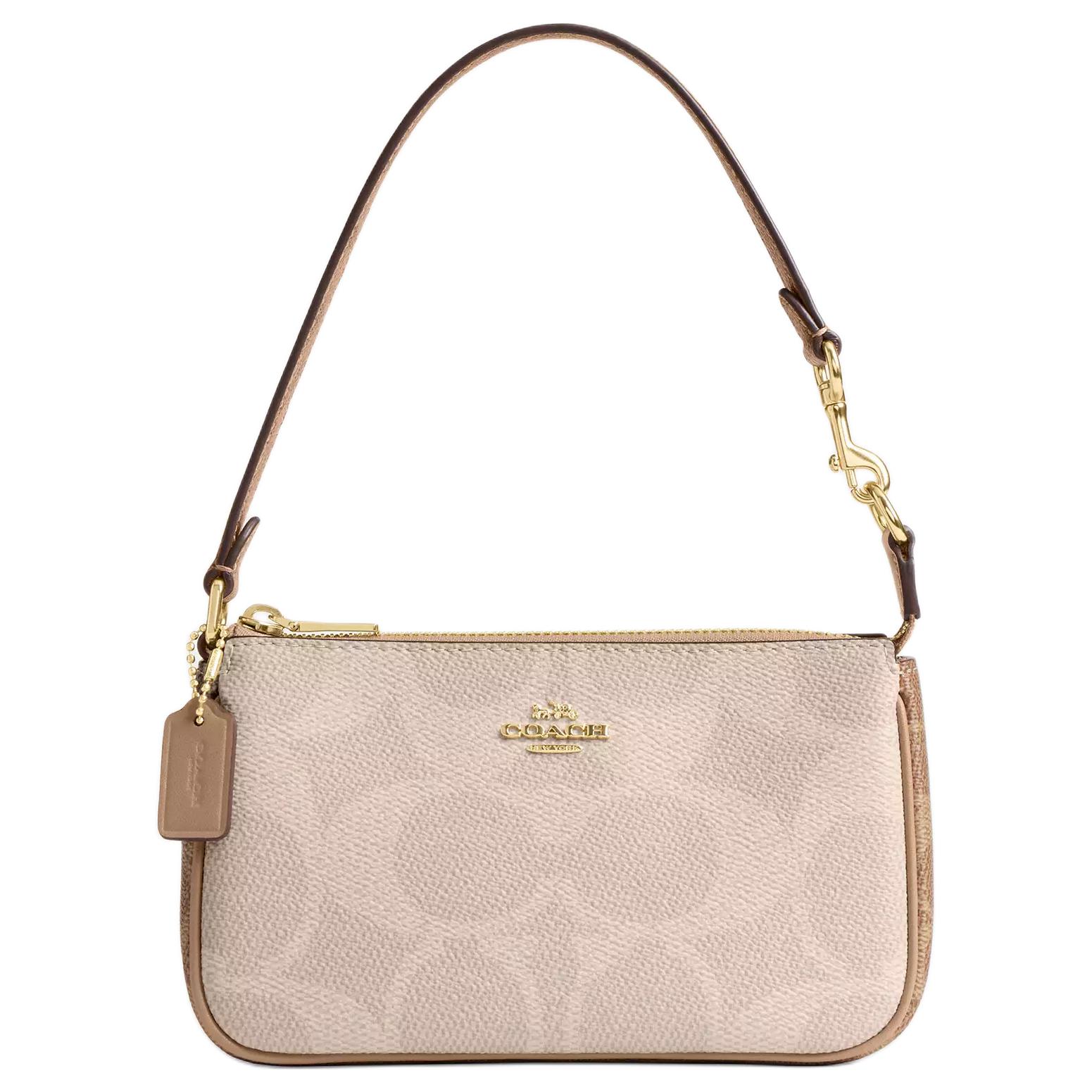 

COACH Сумка через плечо из кожи с покрытием малого размера женская бежевая, Basic Set (Bag+Dust Bag)