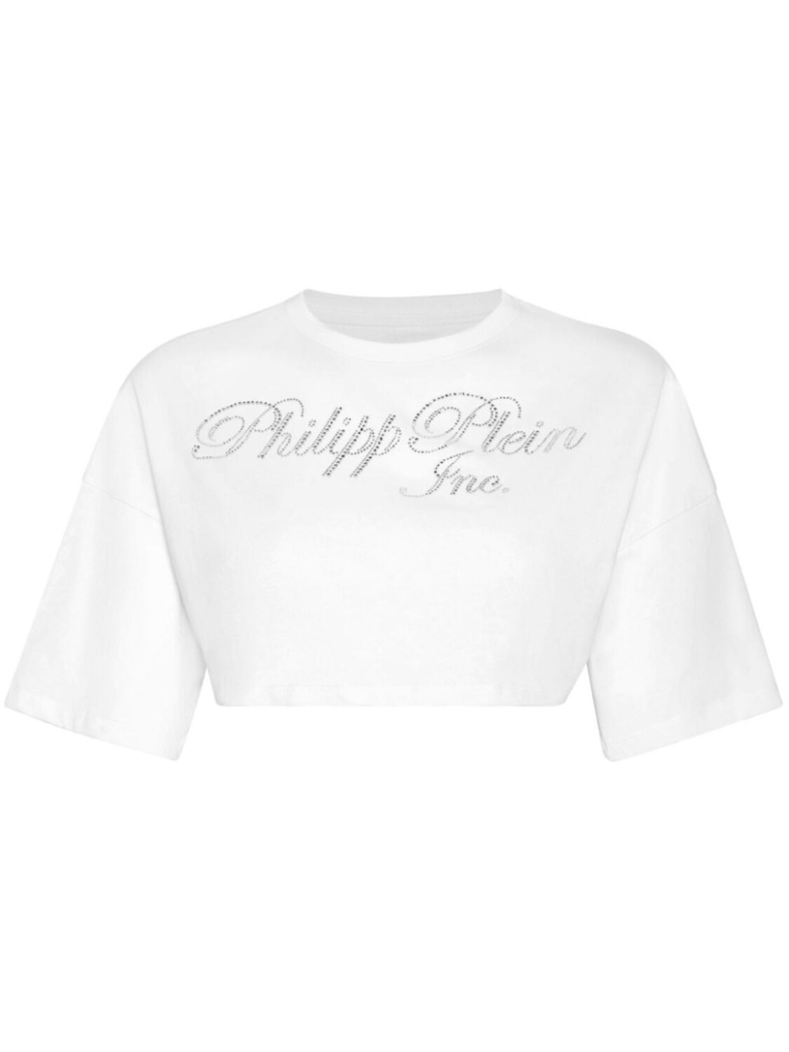 

Philipp Plein укороченная футболка с логотипом и кристаллами, белый