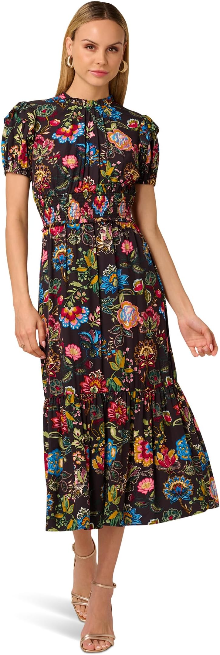 

Женское платье миди с принтом Adrianna Papell, Black Multi