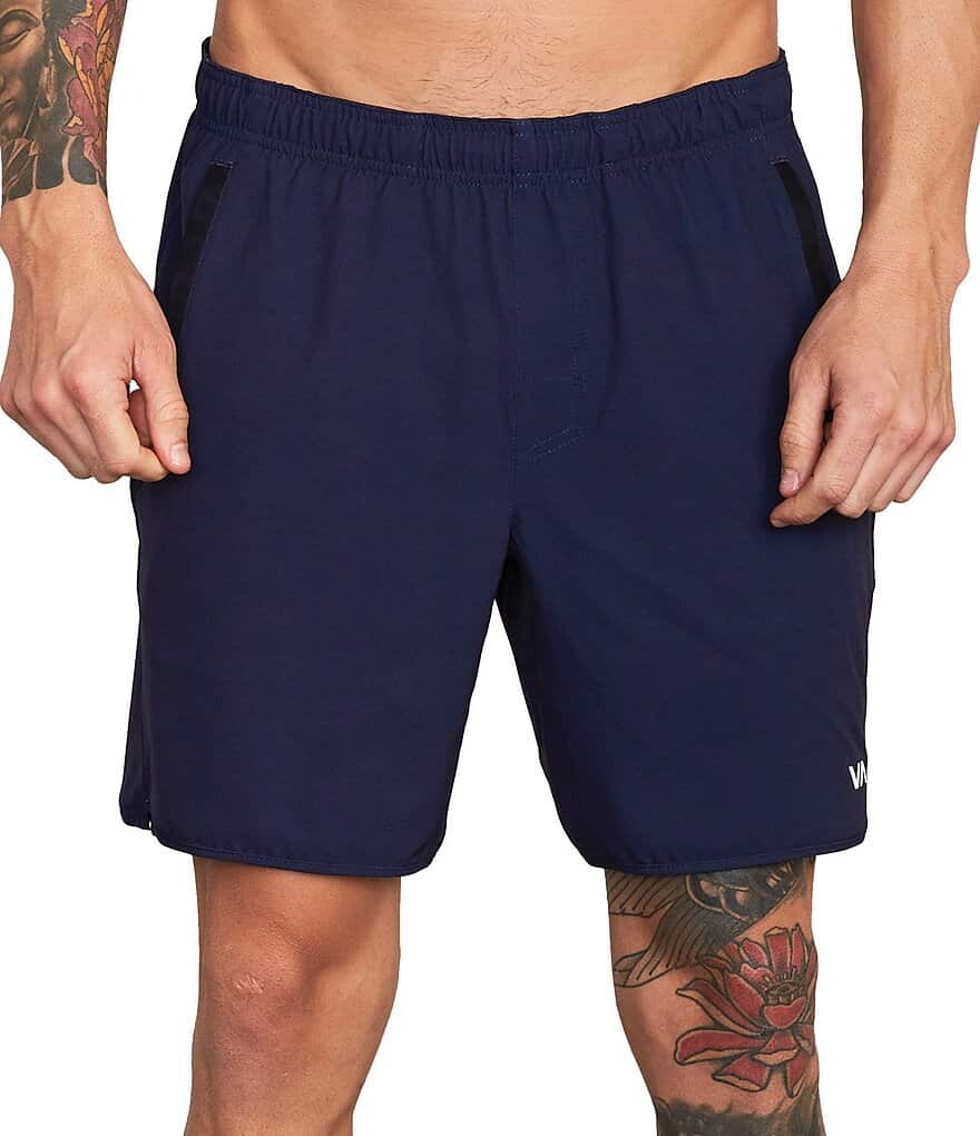 

RVCA Yogger Performance Stretch 17 Однотонные прогулочные шорты с внешним швом, синий