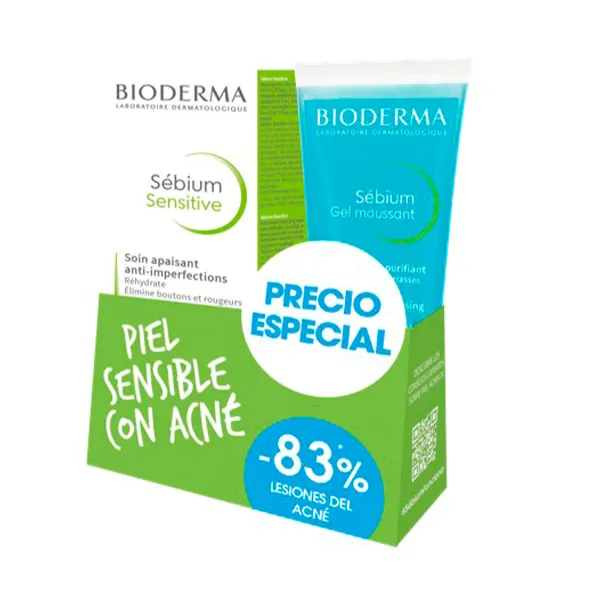 

Лечение прыщей Sébium Pack Sensitive + Gel Moussant Bioderma, 2 UD