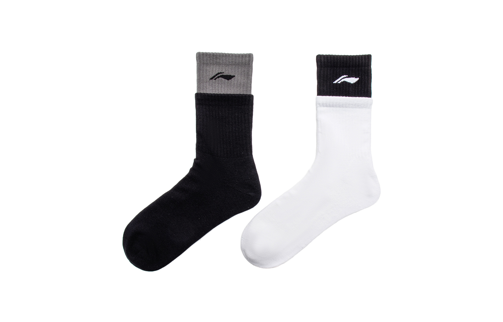 

Носки LiNing Fitness Series Crew Socks, унисекс, 2 pack (черный/белый)