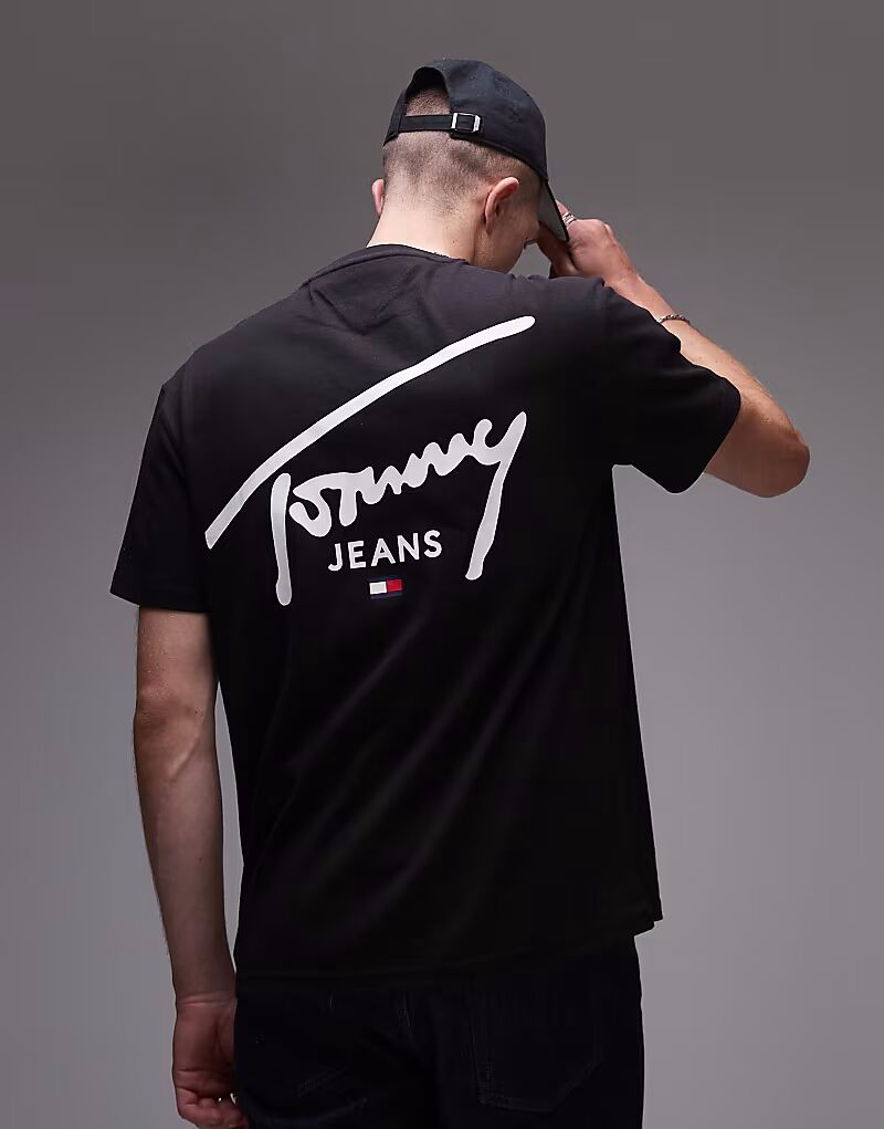 

Футболка с круглым вырезом и логотипом Tommy Jeans Signature черного цвета