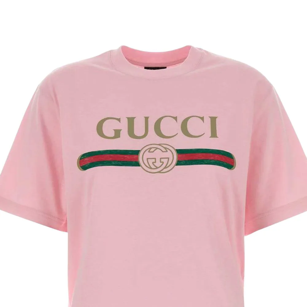 

GUCCI Футболка Women's Pink Crew Neck Moderate Straight Fit, Розовый, GUCCI Футболка Women's Pink Crew Neck Moderate Straight Fit