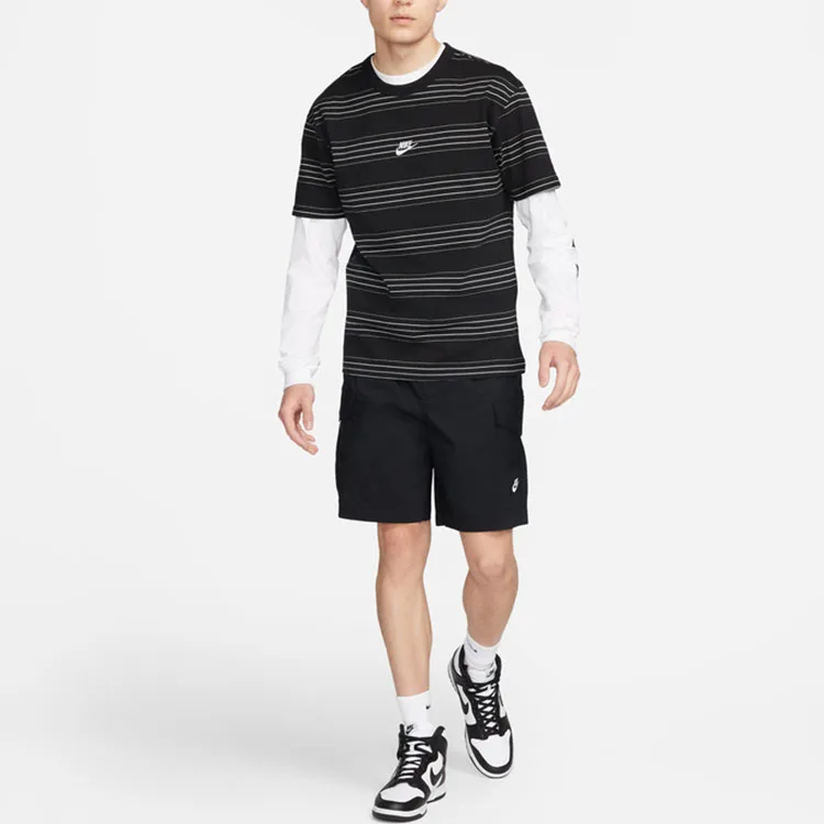 Nike Мужская футболка для спорта с логотипом и полосками, черная — фото 4