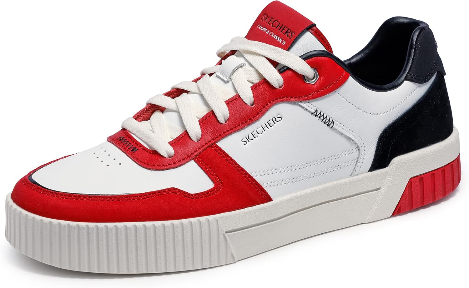 

Мужские кроссовки Skechers Jade Kovos из кожи и замши на шнуровке, белый/черный/красный