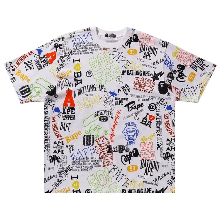 

Футболка BAPE Hand Draw Pattern Relaxed Fit 'White', белый