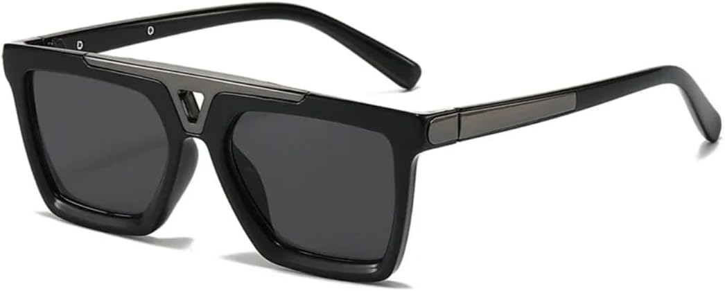 

Большие солнцезащитные очки для женщин и мужчин, винтажные, в крупной оправе, с металлическими вставками, модные очки для женщин, защита от УФ-излучения UV400 VFDHN, Black Gray