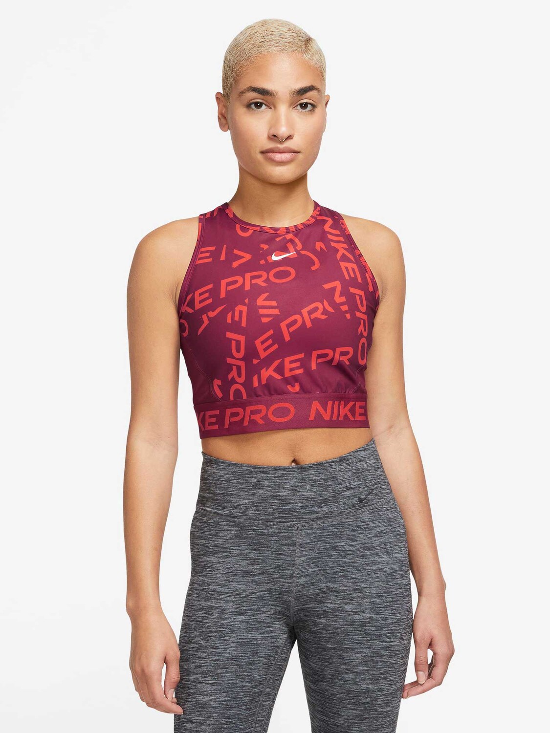 

Майка Nike W NP DF CROP TANK AOP, красный