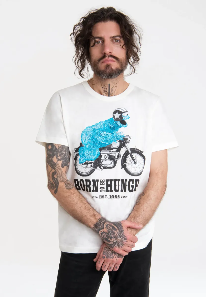 

Logoshirt-футболка "Улица Сезам - Мотоцикл Cookie Monster", с лицензионным принтом, белый