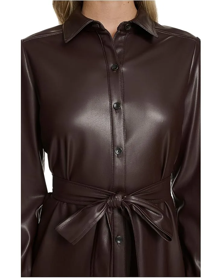 Платье Calvin Klein PU Leather Shirtdress, Coffee Bean — фото 4