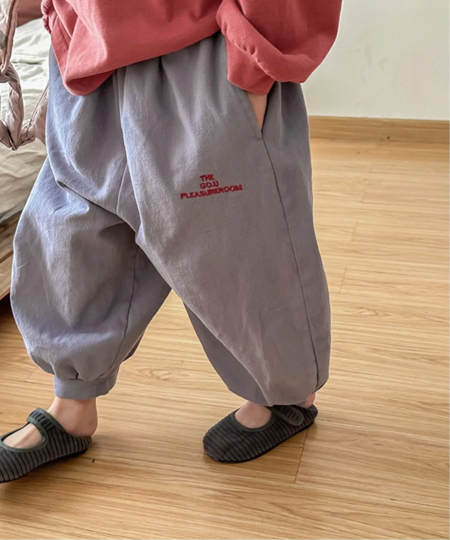 Aimoha KIDS/ aimoha-KIDS- Корейская детская одежда, брюки-баллоны с вышивкой в одну точку, цвет Blue