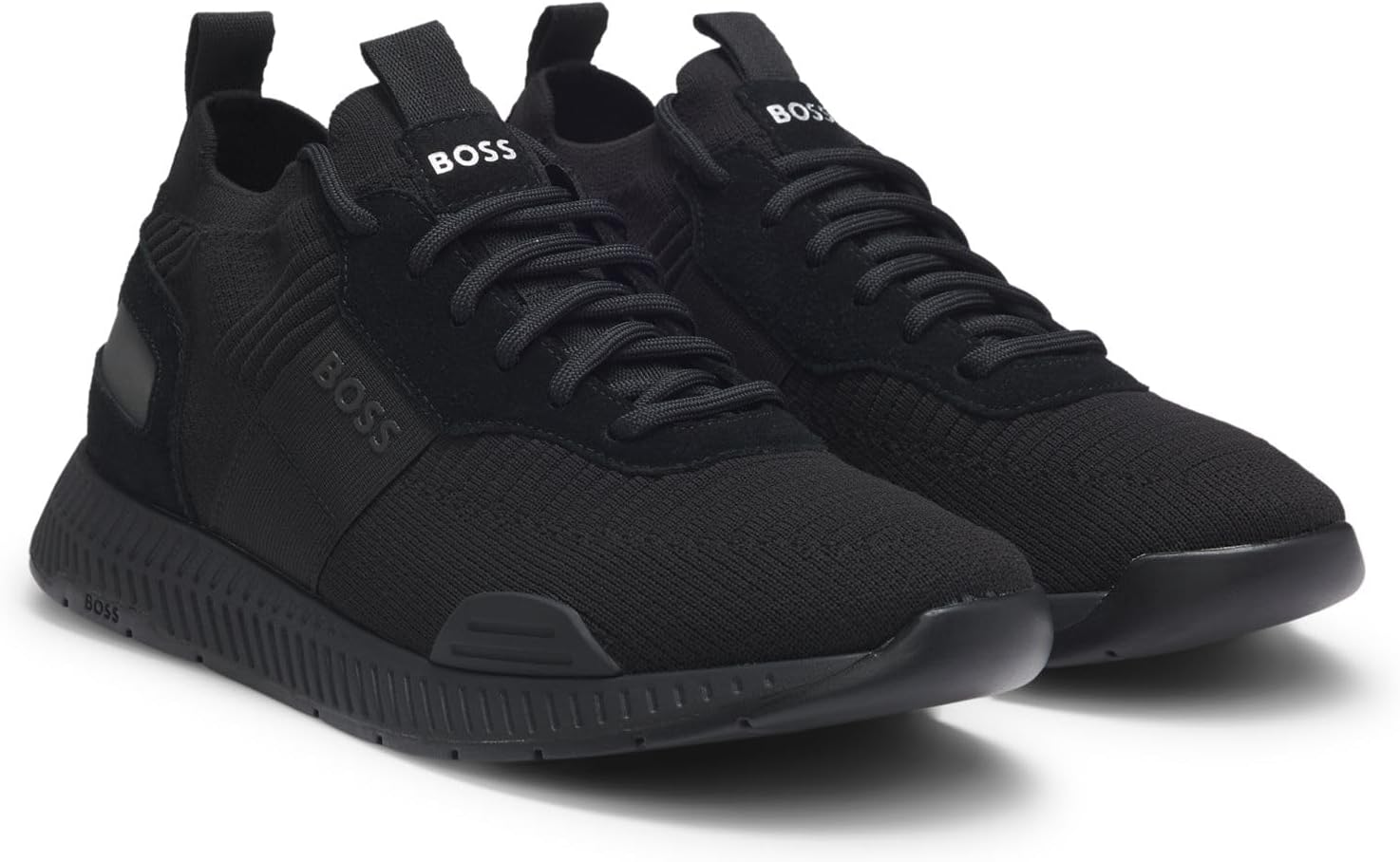 Кроссовки BOSS Mens Titanium Runn TTNM EVO с замшевой отделкой в стиле носка, размер, черный — фото 2