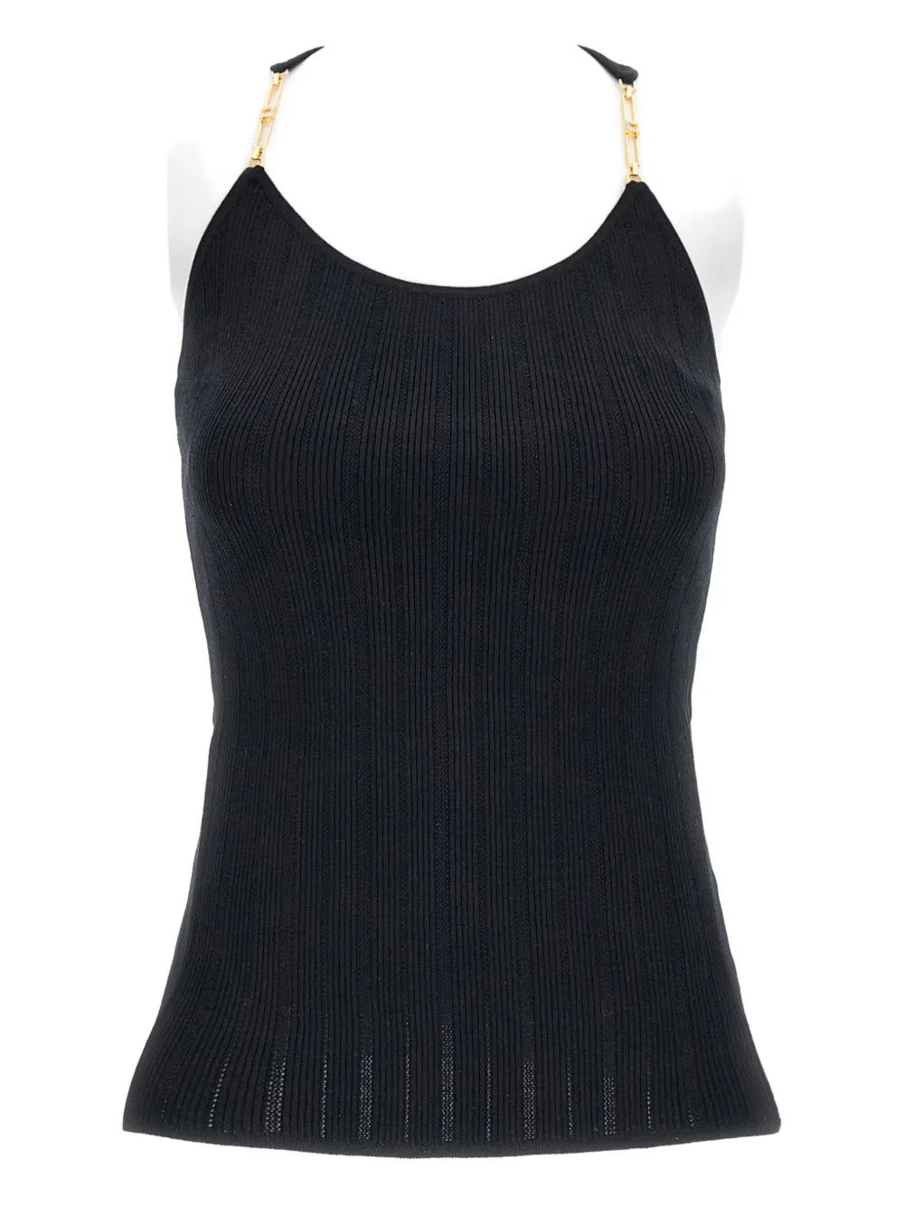 

Топ в рубчик с цепочкой Elisabetta Franchi, черный