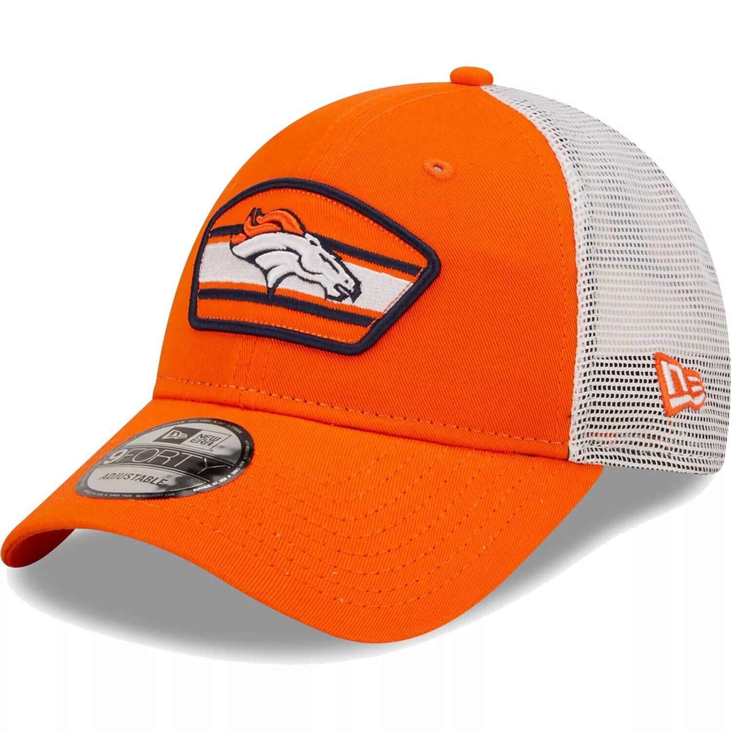 

Мужская кепка New Era оранжево-белая Denver Broncos с нашивкой-логотипом Trucker 9FORTY Snapback