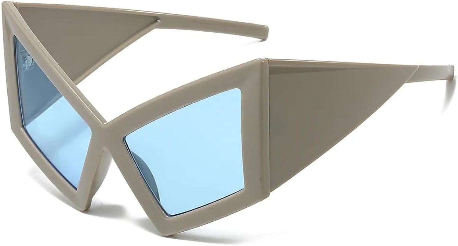 

Ретро большие солнцезащитные очки «кошачий глаз» для женщин, модные для отдыха на природе, пляжа, вечеринок, с защитой от УФ-излучения UV400, для мужчин, в стиле панк, с крупной оправой, роскошные TVTBBVV, Gray-blue