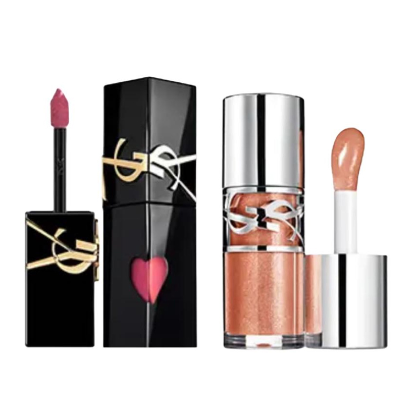 

SAINT LAURENT Жидкая помада 2 шт легко растушевывается глянцевая матовая помада блеск heart black tube 5,5 мл + bubu lip 6 мл