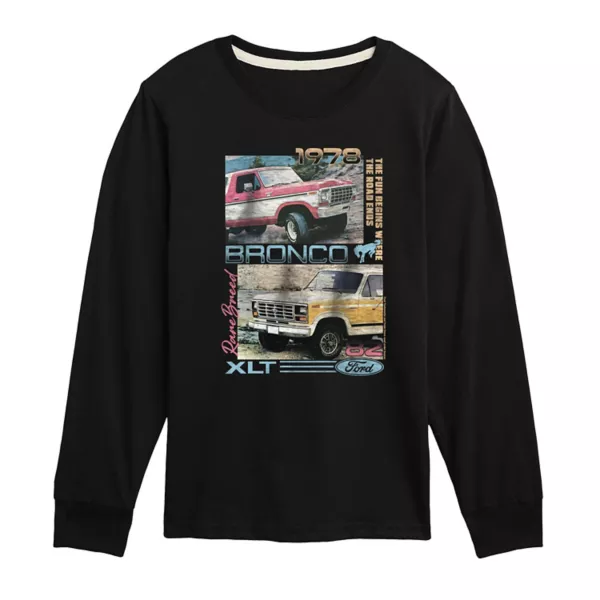 

Футболка с длинным рукавом и принтом Ford Bronco Rare Breed для мальчиков 8-20 лет Licensed Character, черный