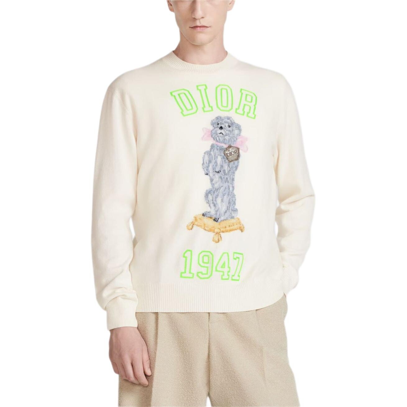 Кашемировый свитер для мужчин, цвет Off White Dior, кремовый — фото 3