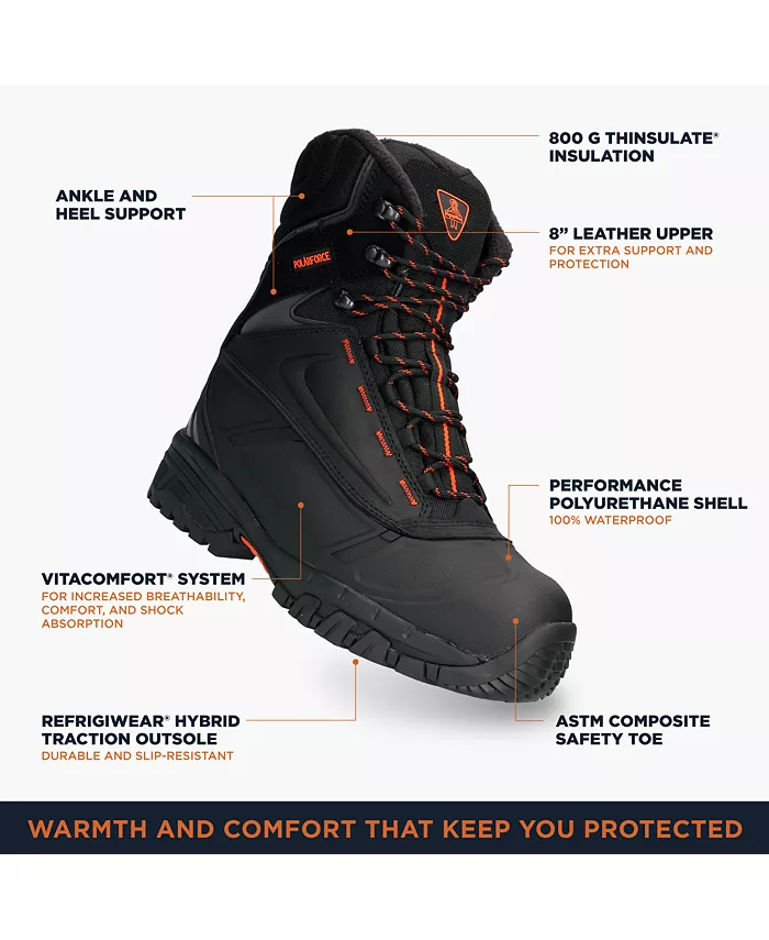 Мужские утепленные водонепроницаемые рабочие ботинки Polar Force Max высотой 8 дюймов RefrigiWear — фото 3