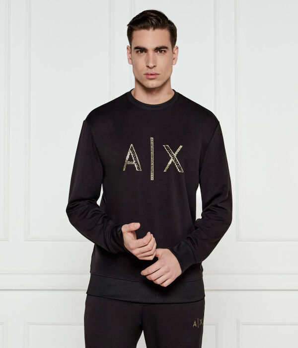 

Лонгслив мужской Armani Exchange с золотым логотипом, черный