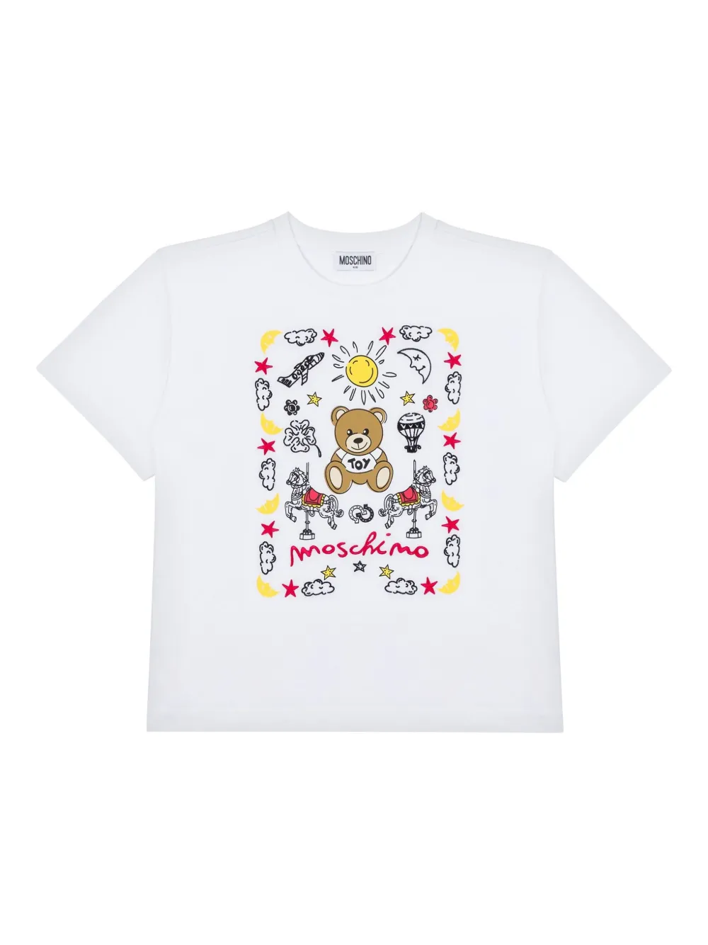 

Футболка с вышитым логотипом Moschino Kids, белый
