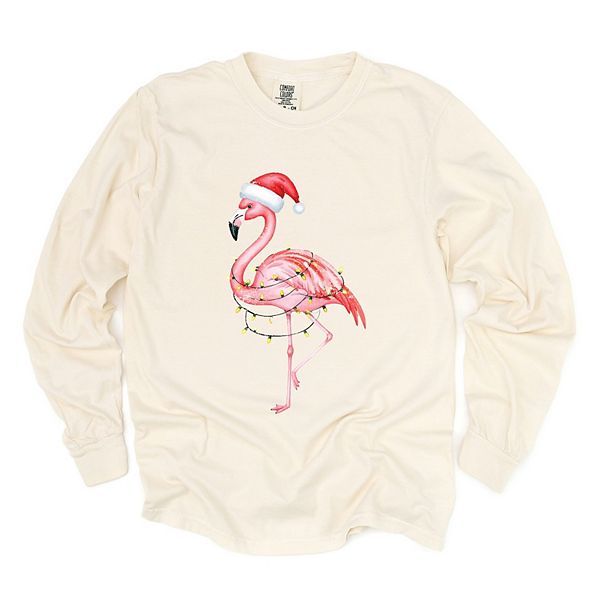 

Фламинго рождественские огни watercolor - лонгслив garment dyed Simply Sage Market, Ivory
