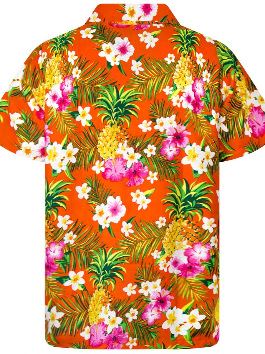 Рубашка на пуговицах классического кроя King Kameha Pineapple Flowers, оранжевый — фото 2