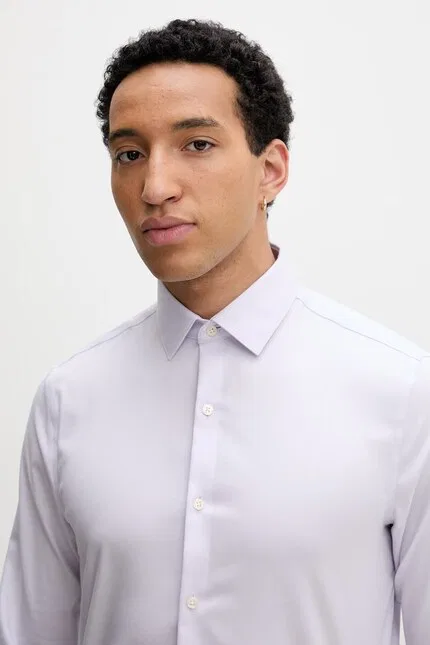 Рубашка из хлопка с эластаном slim fit Calvin Klein, фиолетовый — фото 4