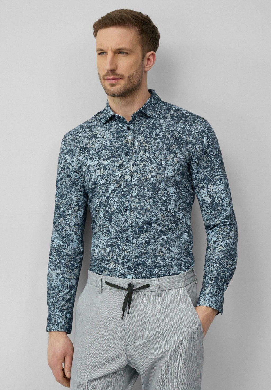 

Рубашка TAILORED FIT GEMUSTERTES s.Oliver BLACK LABEL, синий