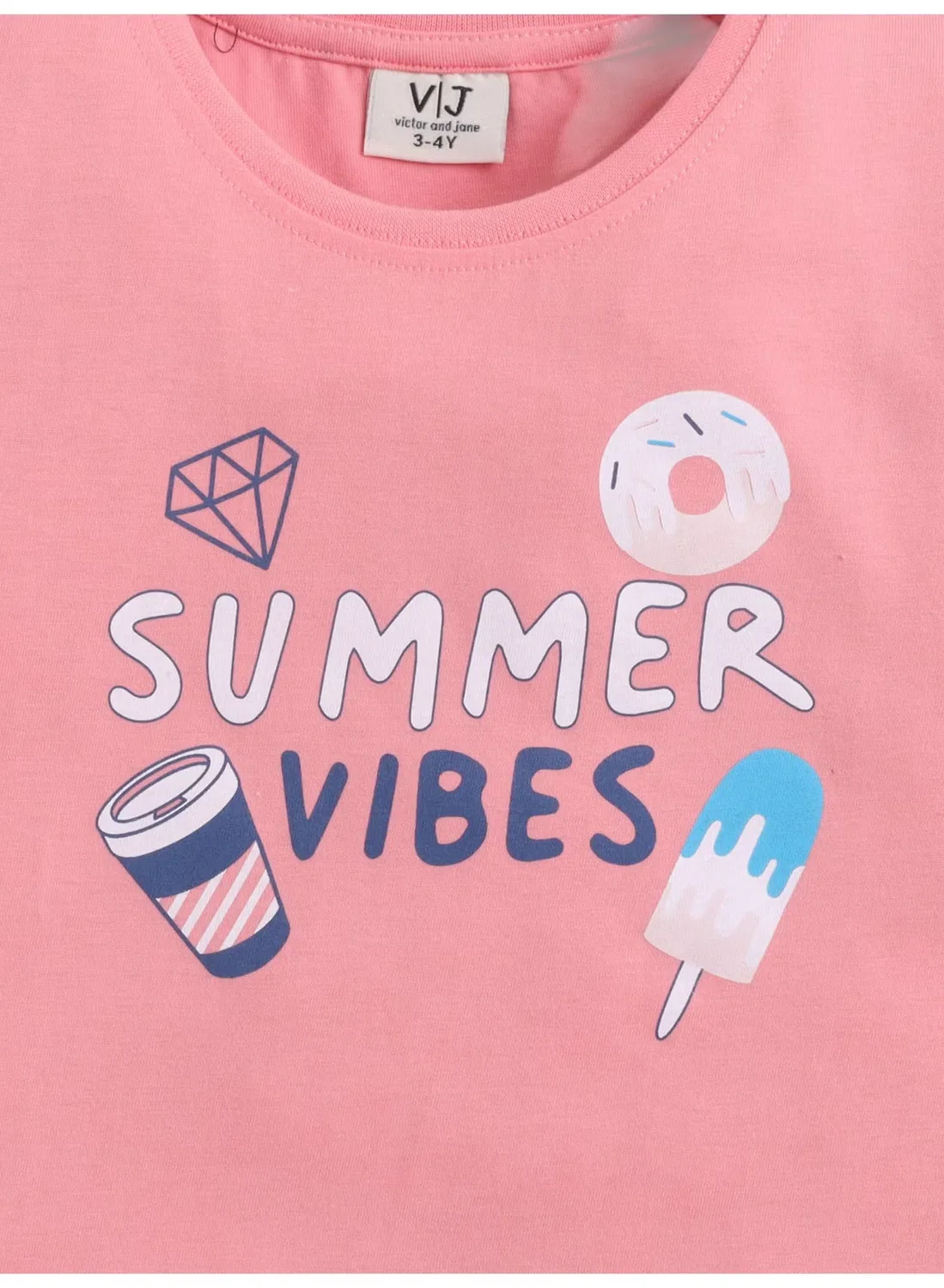 Комплект пижамный с принтом летнее настроение, модель Summer Vibes, Victor And Jane, темно-персиковый — фото 3