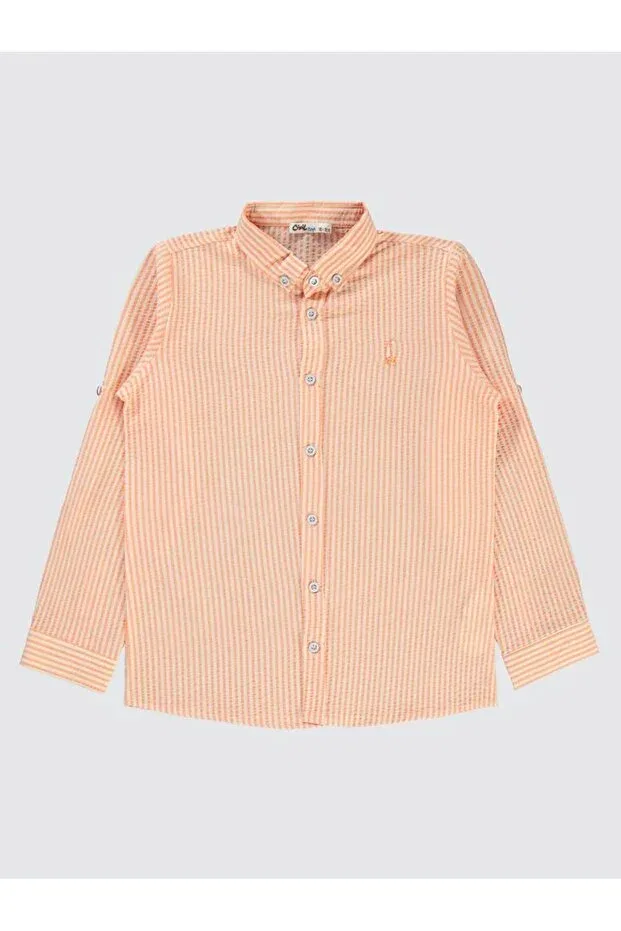 Детская рубашка для мальчиков с длинным рукавом Striped Sailing Embroidered Shirt Civil Boys, Orange