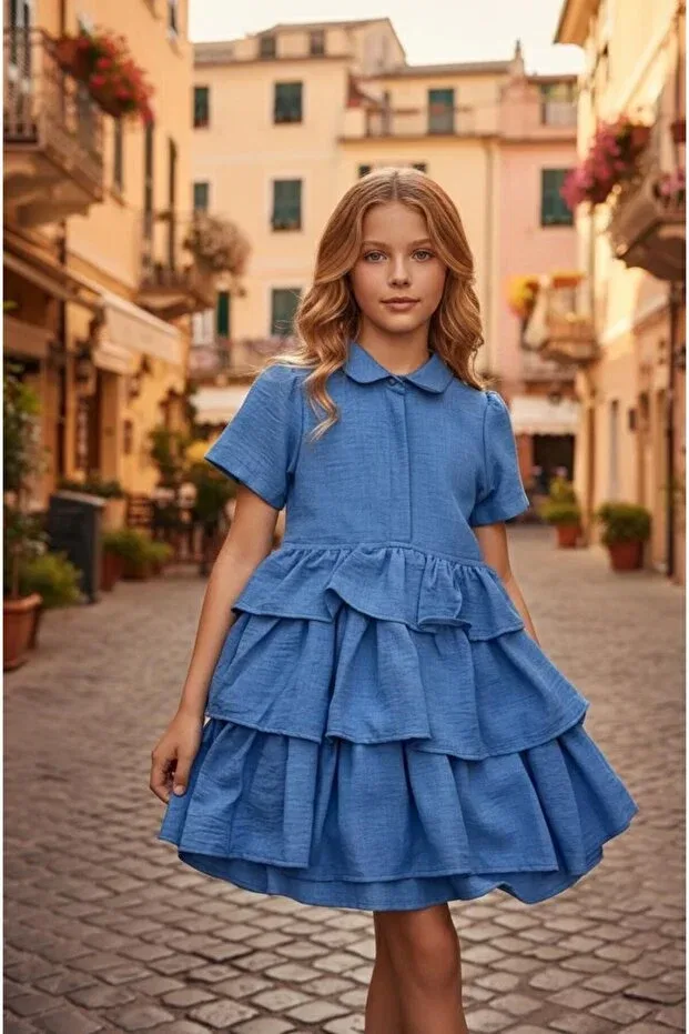 Детское платье для девочек хлопковое Hilal Akıncı Kids, Multicolor — фото 3