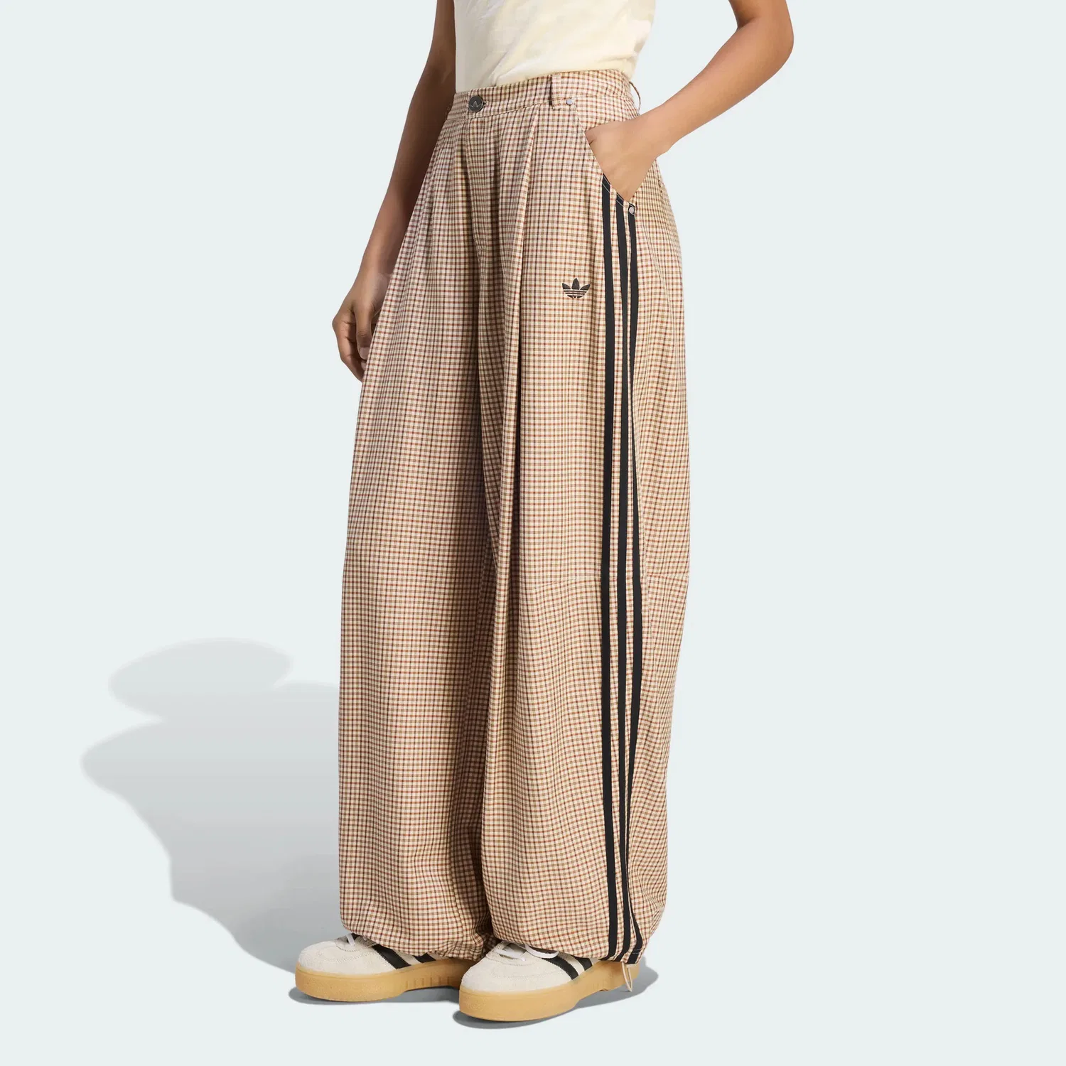 Женские спортивные штаны с принтом Adidas Originals, Flax Crystal Brown/Aurora Brown/Green/Vermilion — фото 4
