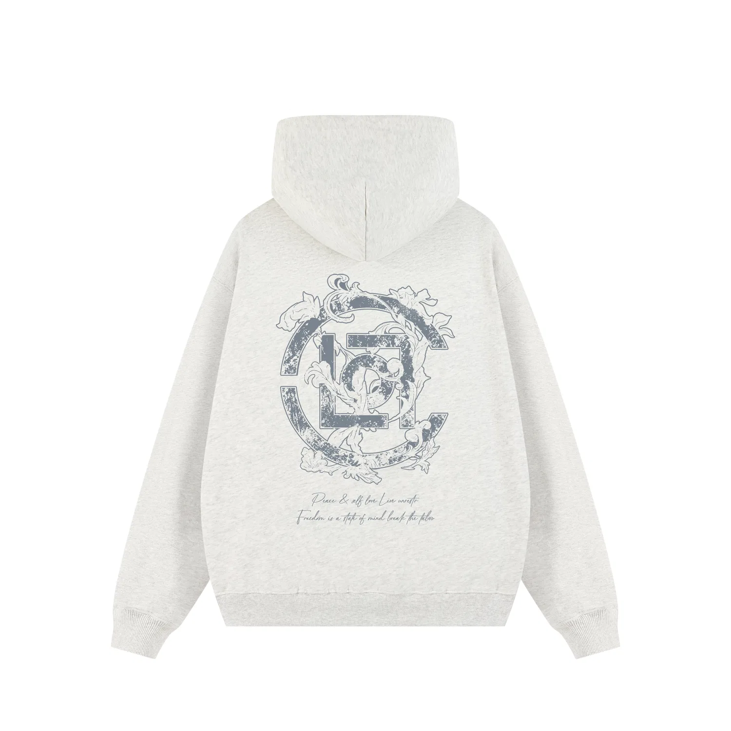 Детский худи с капюшоном свободного кроя CLOT, White Heather Gray