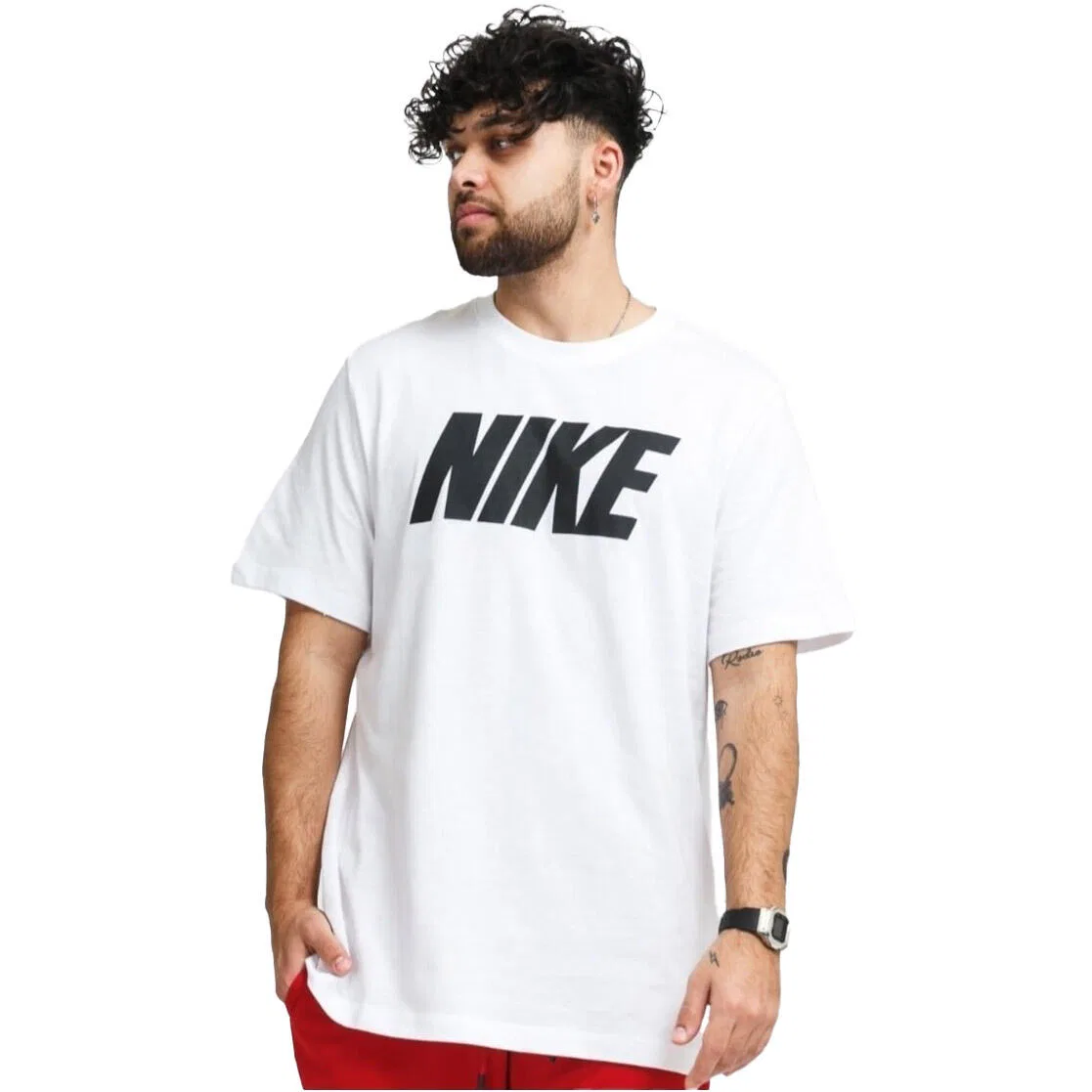 Мужская футболка с принтом Nike M Nsw Tee Nike Block1 Fs, Weiß