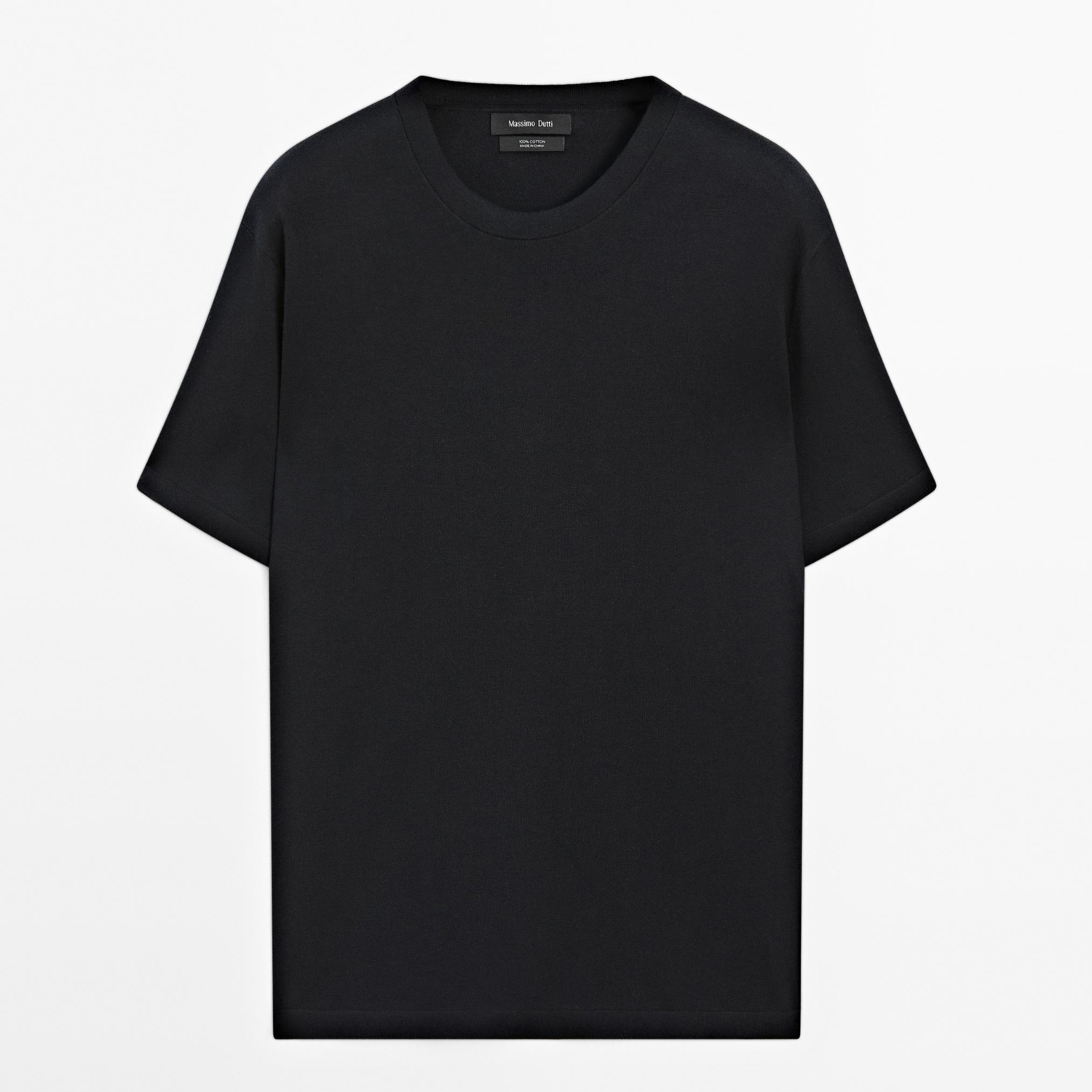 Футболка Massimo Dutti Knit Cotton, темно-синий