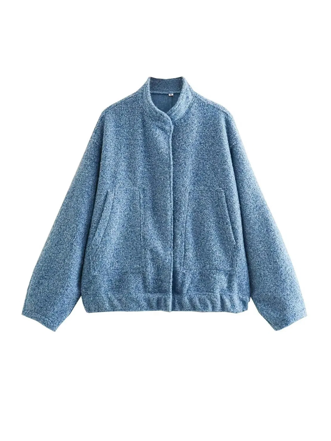 Женская свободная куртка с принтом Nuova Giacca Casual Ampia e Versatile da Donna con Bottoni nascosti, Azzurro