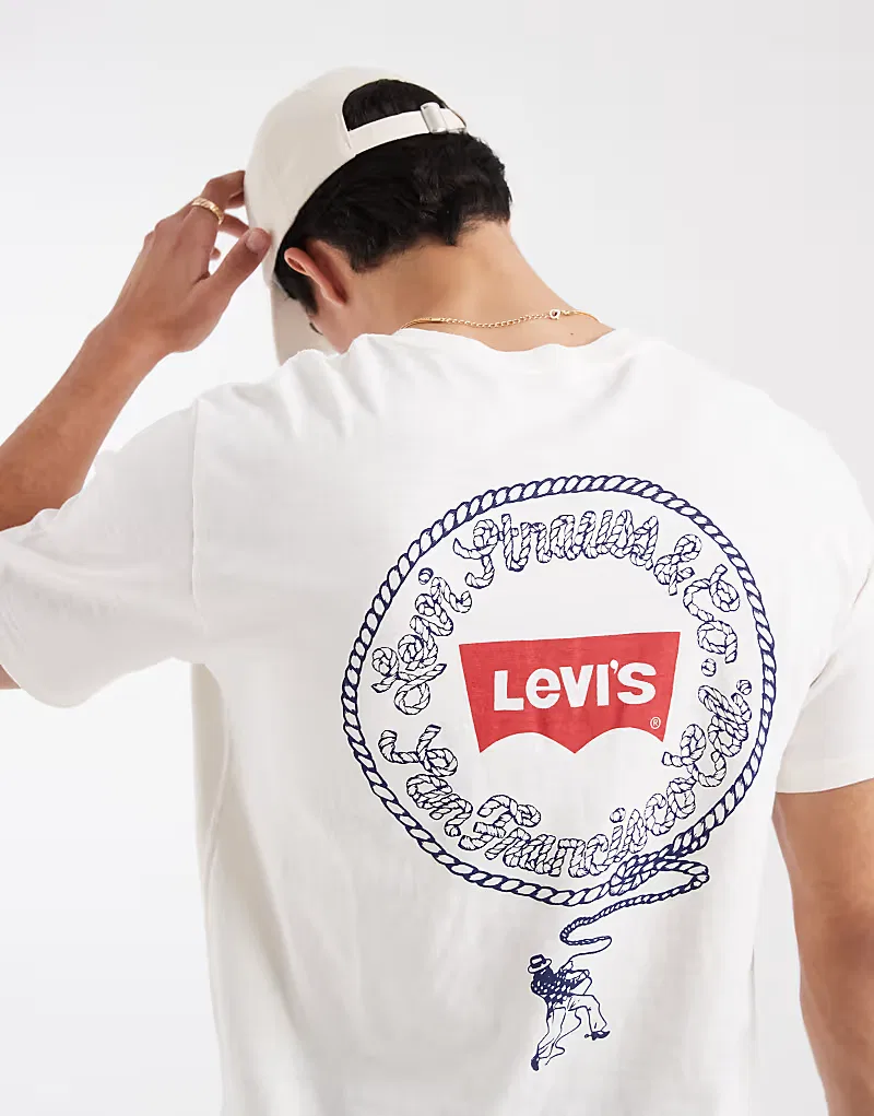 Футболка Levi's свободного кроя с графическим принтом на спине, экрю