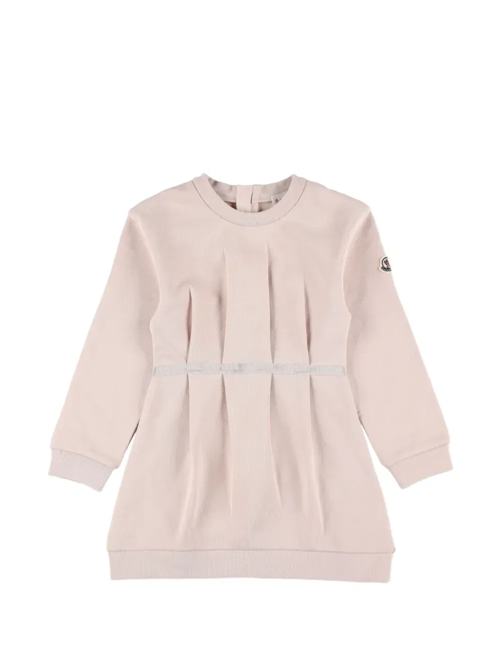 Плиссированное платье с нашивкой-логотипом Moncler Enfant, розовый