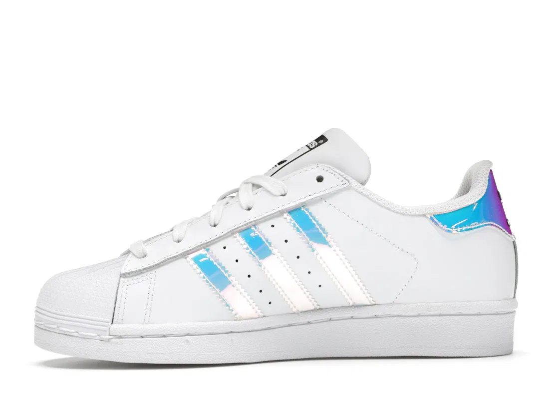 Детские кроссовки с перламутровым блеском Adidas Superstar, White/White/Silver Metallic — фото 3
