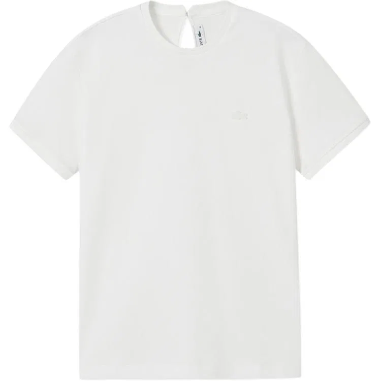 Футболка женская LACOSTE Light Nude Pink, хлопковая, с логотипом — фото 3